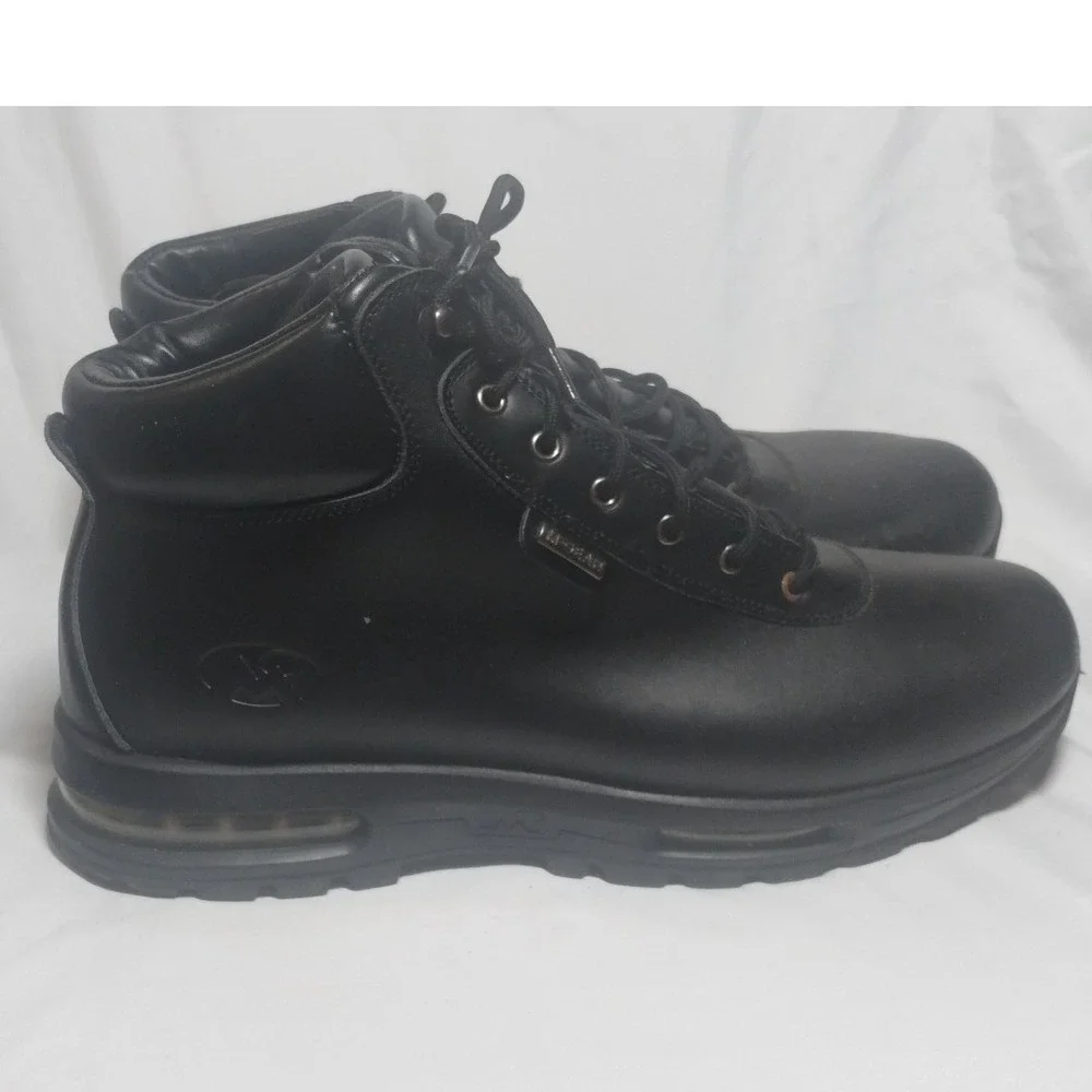 M-Gear Mens Black Leather Air Cushion Hiking Work Boots Size 13 Round Toe LaceUp